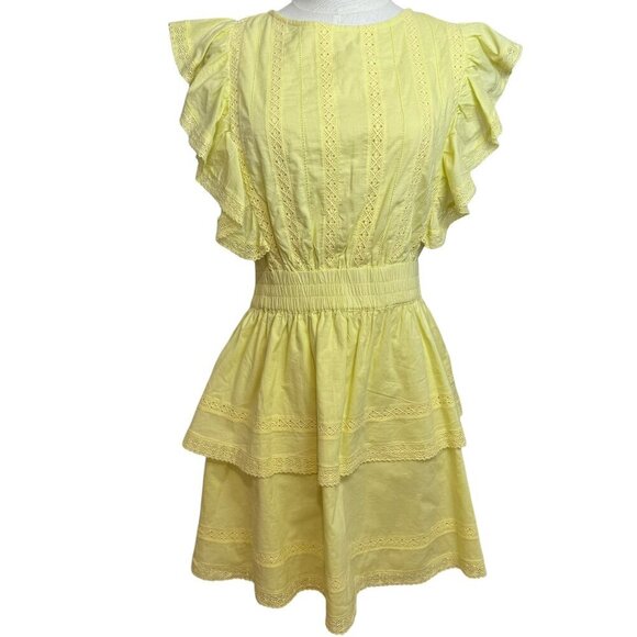 Bekah Cotton Lace Chelsea & Violet yellow Short Sleeve Dress, Cap Sleeve… - Picture 1 of 6